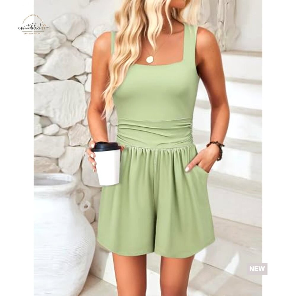 Medium Polyester Romper Square Neck Corset Waist … - image 4